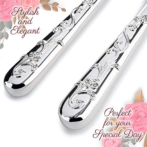 Wedding Cake Knife and Server Set, SilverPlated with HandSet Crystals