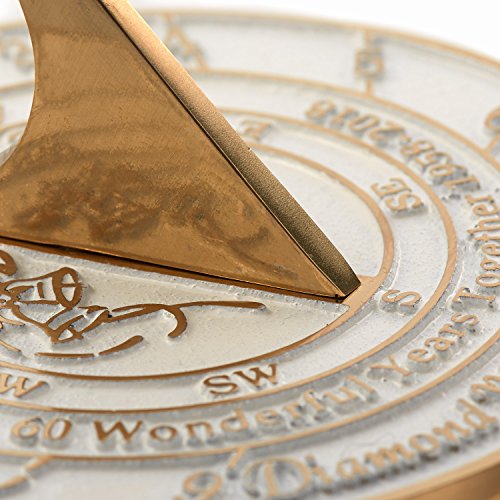 The Metal Foundry 60th Diamond Wedding Anniversary 2018 Sundial Gift Idea is A Great Present for Him, for Her Or for A Couple to Celebrate 60 Years of Marriage