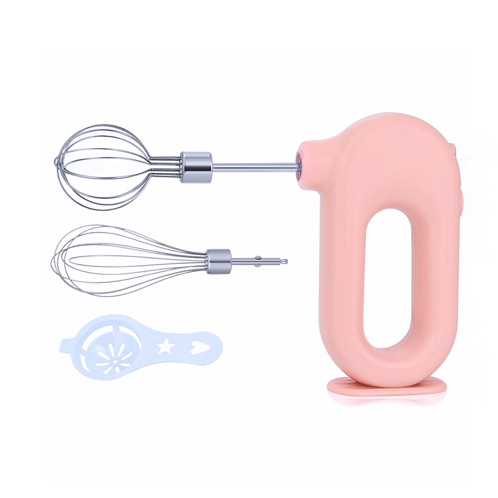 Wynboop MINI 家庭用コードレス電動ハンドミキサー、USB充電式ハンドヘルドエッグビーター 取り外し可能なかき混ぜ泡立て器2個付き 4つのスピードモード、キッチンで自宅で焼く、軽量ポータブル(ピンク)商品画像