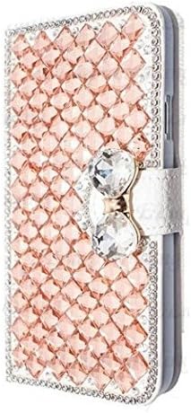 Moto Z Play Droid Case,Luxury Bling Diamond Bowknot Champagne Gold Crystal White Wallet Leather Case Cover for Moto Z Play Droid Case[Does Not Compatible with Moto Z Force Edition&amp;Moto Z Edition]