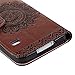 Galaxy S5 Case - Mavis's Diary 3D Handmade Wallet Embossed Flip Folio Cover Tribal Flower Brown PU Leather with Bling Diamonds,Wrist Strap,Card Slots for Samsung Galaxy S5 SM-G900 (Backward Closure)