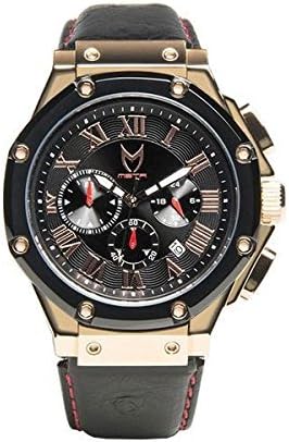 Meister/MSTR Ambassador Men's Wrist Watch | AM168OB | Rose Gold & Black | Stainless-Steel | Ostrich Style Leather Band