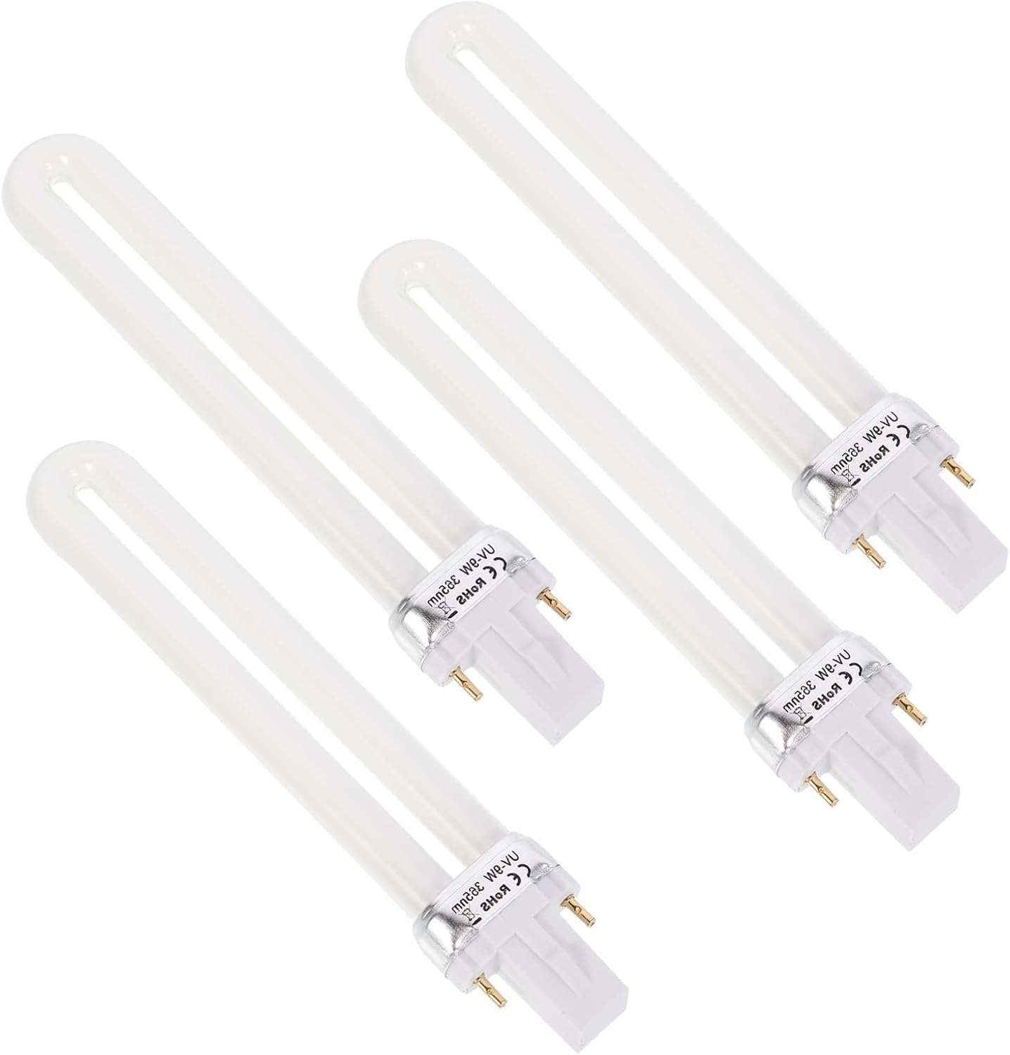 Gatuida 9W UV Bulbs for Nail Lamp: 4pcs Nail Art Dryer Lamp Bulb Tube U-Shaped UV 9W 365nm Nail Lamp Bulb Replacement for Nail Art Dryer UV Lamp Light