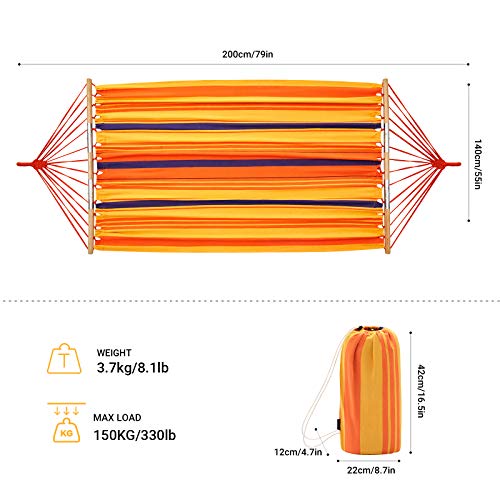 KingCamp 200 * 140CM Hängematte Stabhängematte mit Holz Entspannung Hängesessel Baumwolle für Komfort und Haltbarkeit… – Bild 4