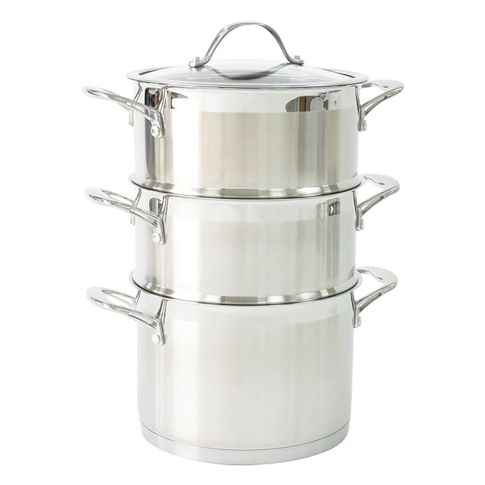 ProCook Professional Stainless Steel | Fleischtopf & Dämpfeinsatz | mit Deckel | Edelstahl | induktionsgeeignet | Set | 20 cm