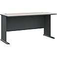 Bush Business Furniture Series A 60W Computer Desk in White Spectrum and Slate, Large Office Table for Home or Professional Workspace