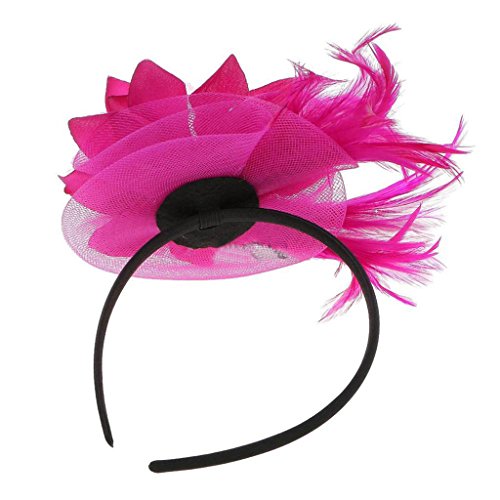 Yamalans Women Feather Fascinator Floral Veil Hairband Bridal Headwear for Party Stage