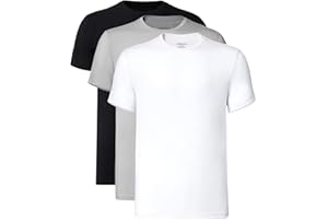 COLORFULLEAF Men's Crew Neck Undershirts Bamboo Rayon Short Sleeve Tees Slim-fit T-Shirts 3 or 5 Pack