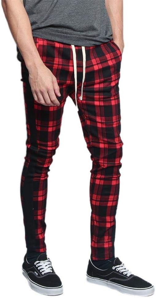 Men's Pattern Plaid Camo Luxury Stripe Ankle Zip Premium Track Pants