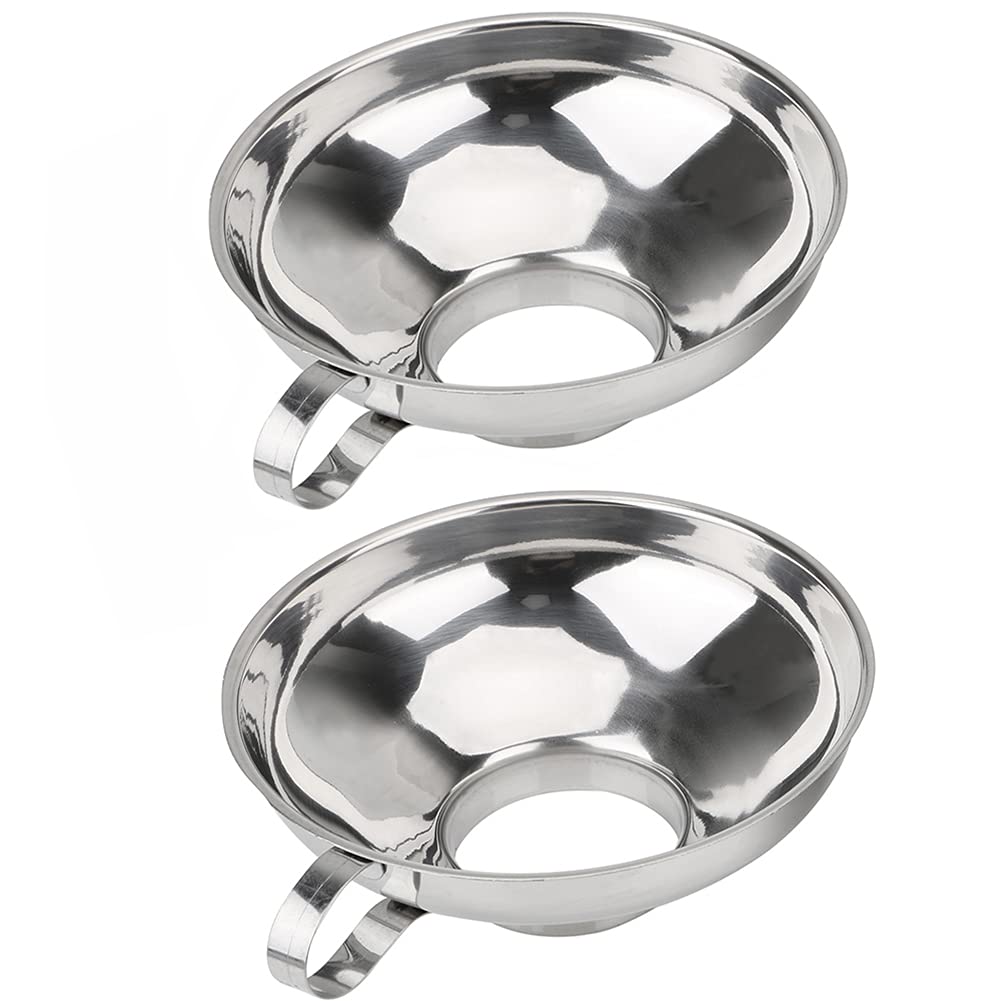 Alnicov Canning Funnel,2 Pack Stainless Steel Jam Canning Funnel for Wide and Regular Mason Jars Canning Jars Transferring Liquid and Dry Ingredients(Large)