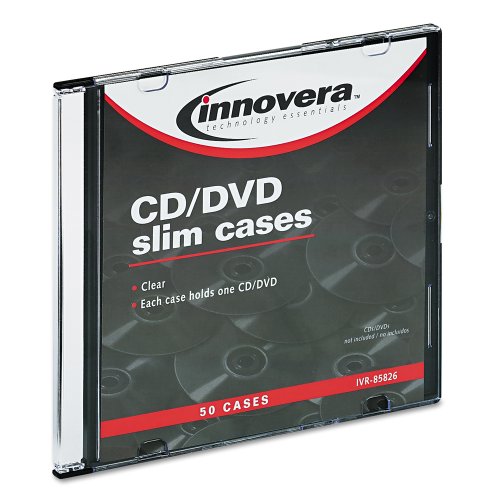 Innovera 85826 CD/DVD Polystyrene Thin Line Storage Case, Clear, 50 per Pack