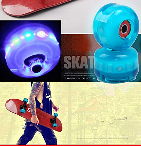 MonLiya 4pcs- 54mm Light Up Scooter Rear Wheels, Elastic Rubber Skate Roller + Bearings 85A Professional Skateboard Wheels for Toddler Kids