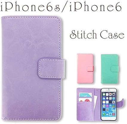 Amazon Co Jp Iphone6s Iphone6 ステッチ手帳型ケース ラベンダー ホワイトステッチが可愛い上質puレザー手帳型 ケース カバー 内側黒tpu 手帳型ケース 手帳 手帳型カバー Iphone6手帳型ケース Iphone6手帳 Iphone6手帳型カバー Iphone6s手帳型ケース