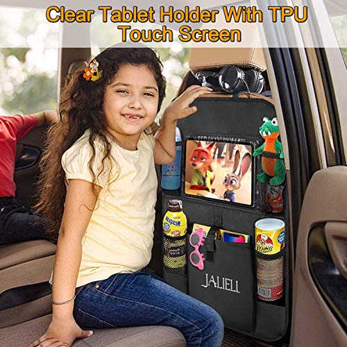 JALIELL Car Organizer Back Seat - 2019 Newest Car Seat Organizer with Clear 10" Tablet Holder + 5 Storage Pockets + USB/Headphone Slits for Kids And Travel (2 Pack) - Thumbnail 6