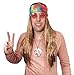 Hippie Wig Costume with Tie Dye Bandana 60s 70s Hippy Woodstock Festival Gear