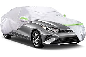 QUYDDC 360° Six Layers All Weather Car Cover Universal Fit for Sedan Up 178" to 189" /Waterproof/Snow Proof/UV Proof/Scratch Proof/Bird Droppings Proof with 6 Reflective Strips/Thicked Car Cover