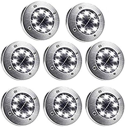 Solar Ground Lights,Disk Lights Solar Powered Waterproof Garden Pathway Outdoor in-Ground Lights with Light Sensor, 8…