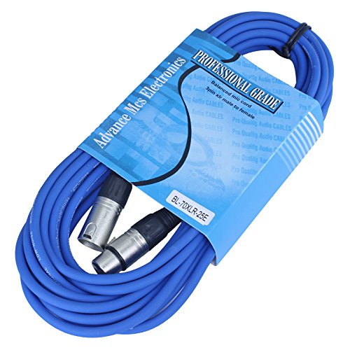 MCSPROAUDIO 20 foot Male to Female XLR microphone cable (Blue)