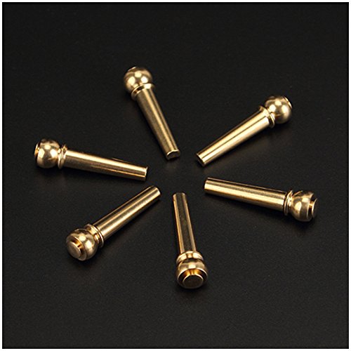 ALLCACA Guitar Bridge Pins Brass Guitar Bridge Pin Set Guitar Replacement Parts, Set of 6 - Thumbnail 4