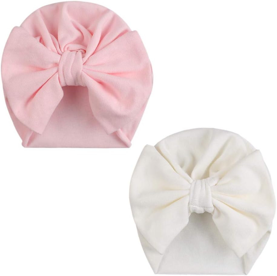 JANGANNSA Cotton Infant Girls Hat Cute Bow Baby Turban Hats for Girls Spring Autumn