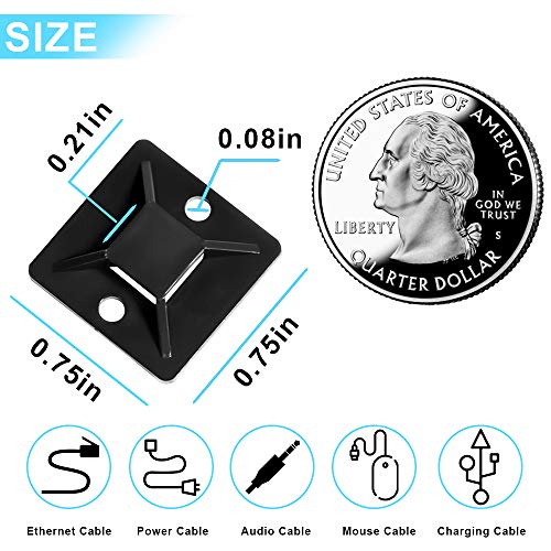 KALENO Zip Tie Mounts Small Cable Tie Adhesive Mount And Zip Ties, 3