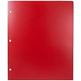 JAM Paper Heavy Duty Plastic 2 Pocket 3 Hole Punched School Presentation Folder - Red - Sold Individually