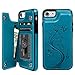 SUPWALL Compatible with iPhone 7 & 8 (4.7 inch) Flip Case, Blue Synthetic Leather Butterfly Embossed Kickstand Card Holder Wallet Case with Credit Card Slot