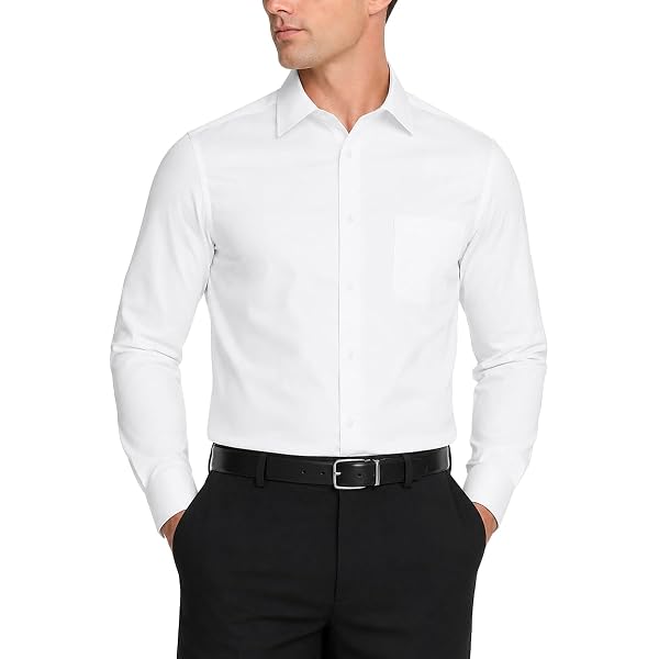 giovanni uomo dress shirt GIOVANNI UOMO Men's Traditional Fit Solid Color Dress Shirt French Blue 15.5 34/35