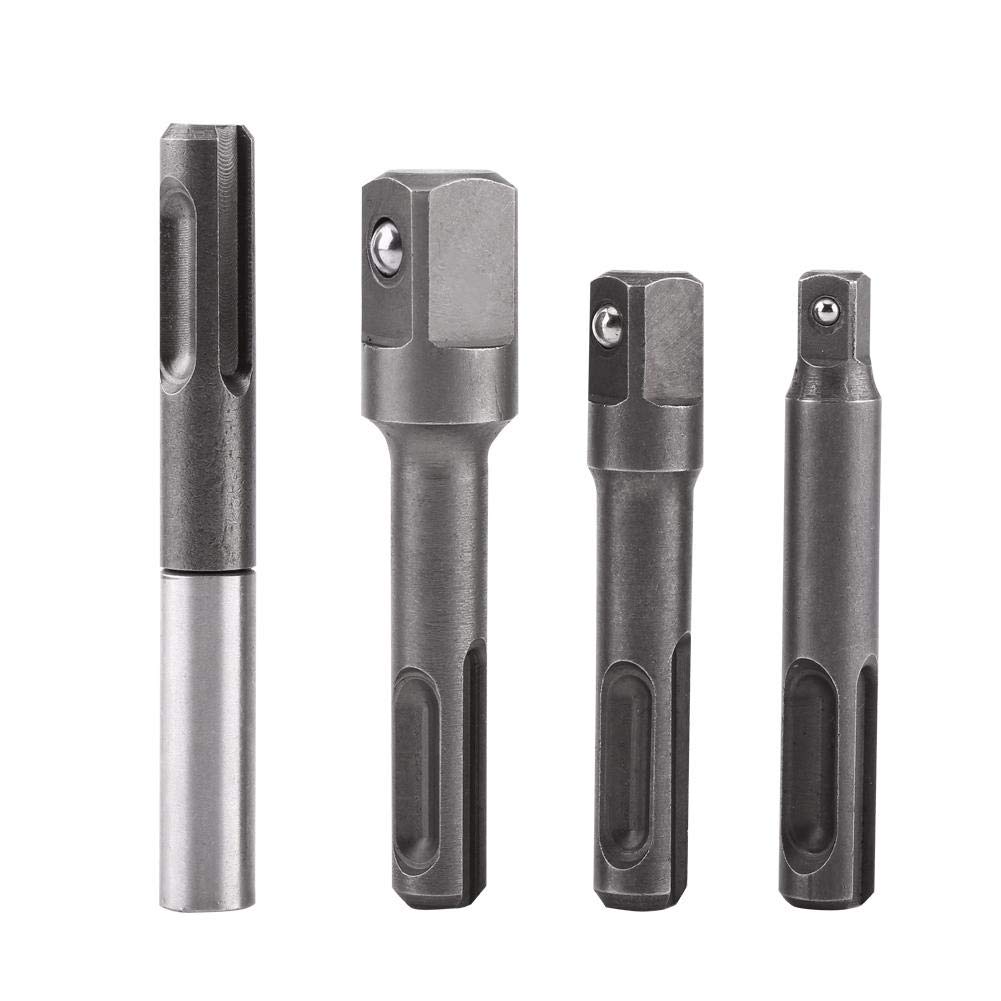 Walfront Socket Adapter Drill Bit Holder SDS Plus Shank Extension Connector 1/4" 3/8" 1/2", Default - Image 4