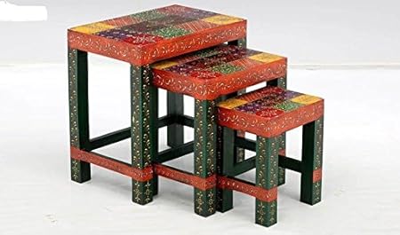 Ringabell Rajasthani Trendy Solid Wood Nest of Table Set of 3 (Colour Finish)