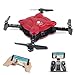 Hobbylane Folding Drone with FPV Camera Live Video, Altitude Hold Flexible Foldable Pocket Quadcopter with Remote Controller, Track Controlled Mode Gravity Sensor Helicopter Toys for Adults (Red)