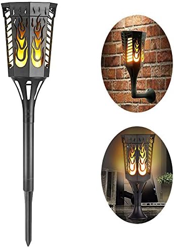 Outdoor Flickering Flames 96 LED Solar Torch Lights Waterproof Wall Light Landscape Decoration Lighting for Garden Lawn Patio Yard Driveway Pathway (1 Pack)