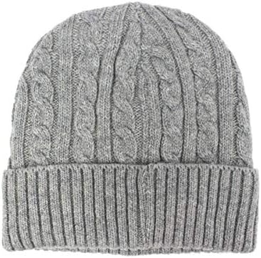 V3EMen's Wool Blend Knit Beanie Hat - Super Soft & Warm Velour Lined - Grey