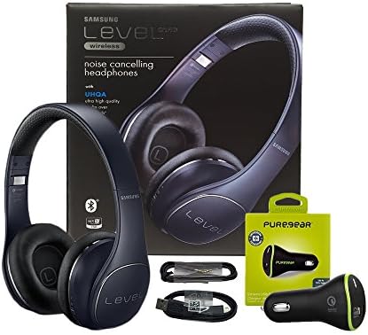 Samsung Level On PRO Black - Wireless "Noise Cancelling" Headphones with Microphone and UHQ with Puregear Quick Universal Car Charger (US Bundle Retail Packing)