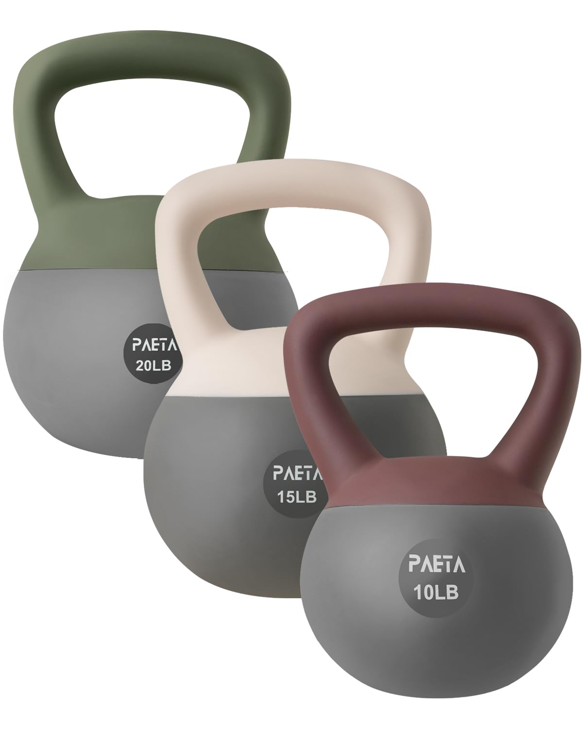 Photo 1 of ************Set contained one 10 lb and two 15 lb kettle bells, but no 20 lb***********************
PAETA Soft Kettlebell for Home Gym – Anti-Slip Grip & Wide Handle Design, Soft-Sided Cushioned Base Kettlebell, Soft Kettlebell set for Strength Training -