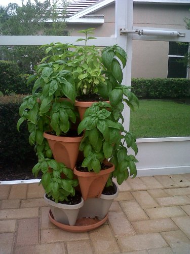 Terracotta Color 3-Tier Stacking Planter - Vertical Gardening for Herbs, Vegetables, Flowers - Patented Grid System - Best Self Watering Planter - BPA Free