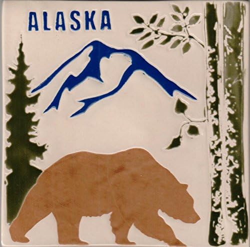 Alaska Rustic Grizzy Bear Embossed Ceramic Trivet