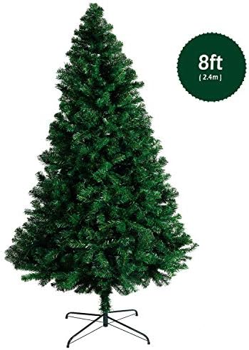 Seekavan Christmas Tree 5ft 6ft 7ft 8ft,Green & White Artificial Christmas Tree with Folding Metal Stand (8Ft / 2.4M, Green)