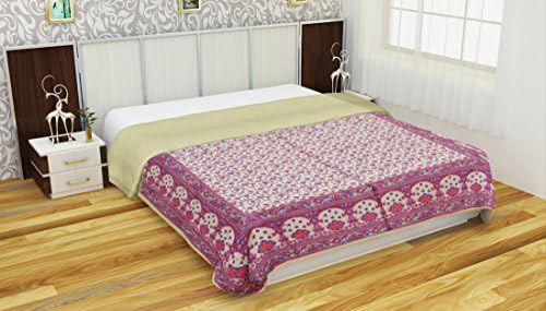 100% Cotton malmal King Size Jaipuri Dohar (AC Quilt) for 2 People (Purple)