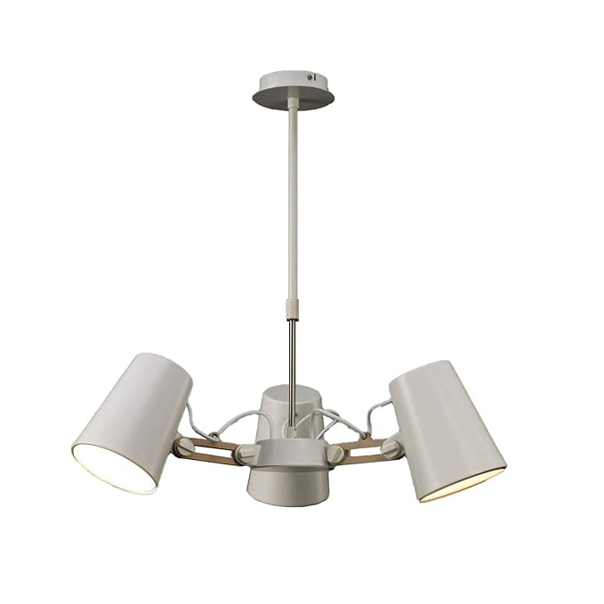 Mantra Looker Matt White/Beech Wood White Pendant 3 Light