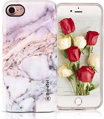 RareTel iPhone 7 iPhone 8 Case Marble Design - TPU Soft Slim Protective Cute Glossy Phone Covers For Girls Women - Clear Bumper IMD Skin Prevents Fading - Dust Proof Shockproof For Complete Protection