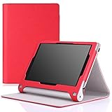MoKo Lenovo Yoga Tablet 2 8 Case - Folio Cover Case for Yoga Tablet 2 8-inch 2014 Version, RED ( With Smart Cover Auto Sleep / Wake )