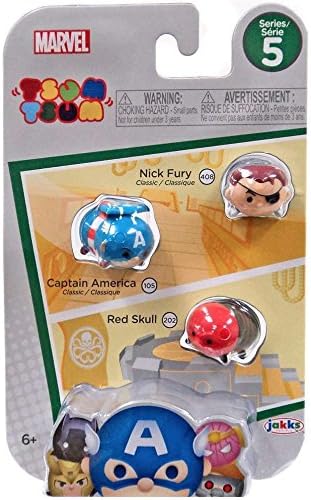 Marvel Tsum Tsum Series 5 Nick Fury, Captain America & Red Skull 1-Inch Minifigure 3-Pack #408, 105 & 202