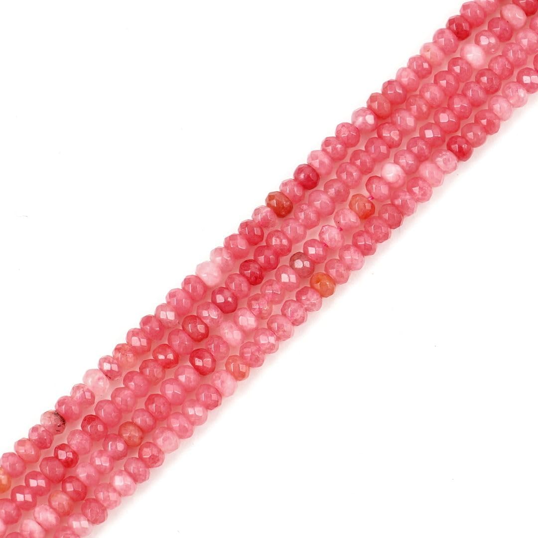 Adabele 67.5 Inch Natural Rhodochrosite Red Quartz Healing Gemstone 4mm Small Faceted Rondelle Loose Beads Gem Stone Spacer (575-610pcs) for Jewelry Making GH1R-2