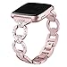 bayite Metal Bands Compatible with Fitbit Versa Watch, Figure Eight O-Link with Rhinestones, Rose Gold 5.5