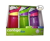 Contigo Kids Autospout Water Bottles 3 pack, 14 oz.(Cherry Blossom/Chartreuse/Amethyst)