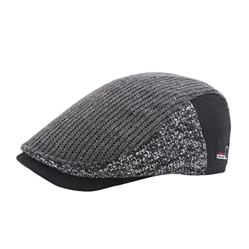 Sopety Unisex Casual Duckbill Hat Warm Newsboy Flat Scally Cap Hunting Hat (Gray B)