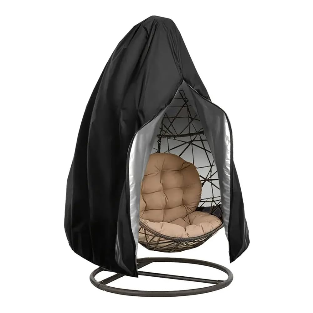 ZONADAH Patio Hanging Chair Cover 75x45 Inch Patio Egg Chair Cover Lightweight Waterproof Outdoor Pod Chair Cover with Zipper Furniture Protective Cover Black