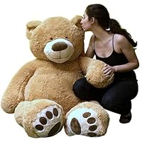 Big Plush Custom Personalized Giant 5 Foot Teddy Bear Customized with Your Message on Ribbon and Tshirt, You Choose Ribbon and Tshirt Color and Text, Hand-Stuffed in The USA, Not Vacuum-Packed