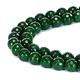 BRCbeads Gorgeous Natural Emerald Jade Gemstone Faceted Round Loose Beads 6mm Approxi 15.5 inch 58pcs 1 Strand per Bag for Jewelry Making